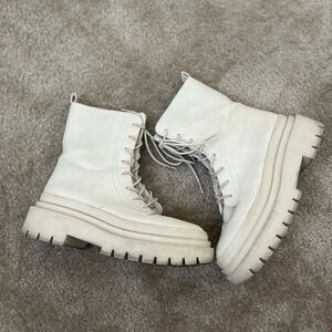 Steve Madden Cool Planet Lug Sole Combat Boots Bone Color